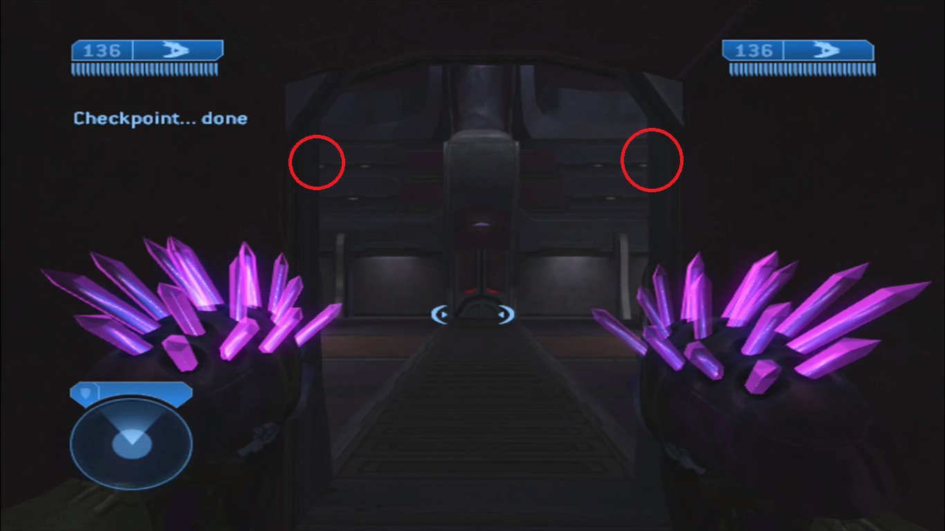 Where to stand to skip waves on Gravemind. Stand just left or just right of center.