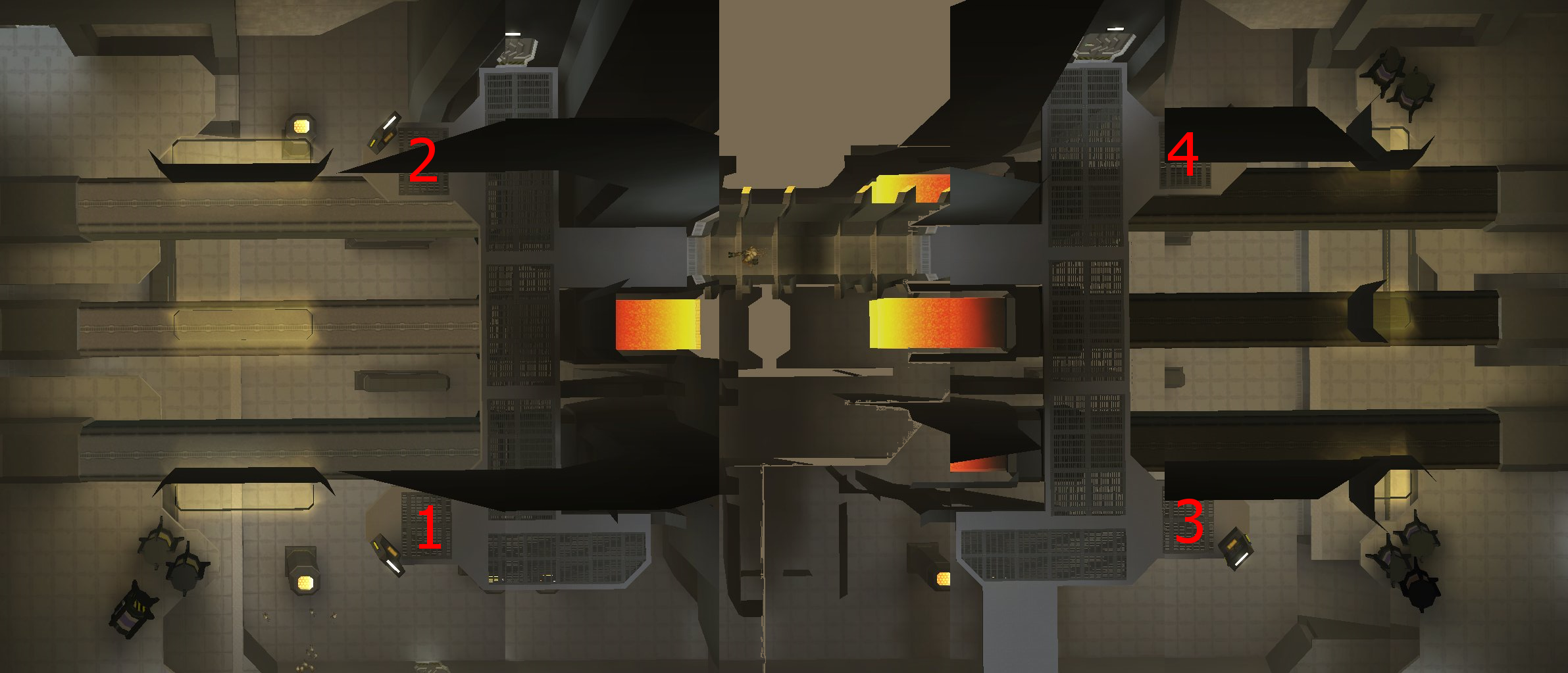Reactor room diagram with numbered reactors.